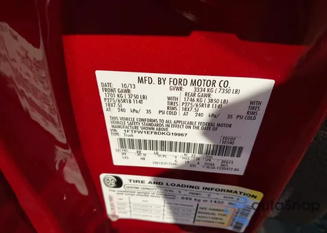 2013 Ford F150 Supercrew z USA, uszkodzony, nr VIN 1FTFW1EF8DKG19967